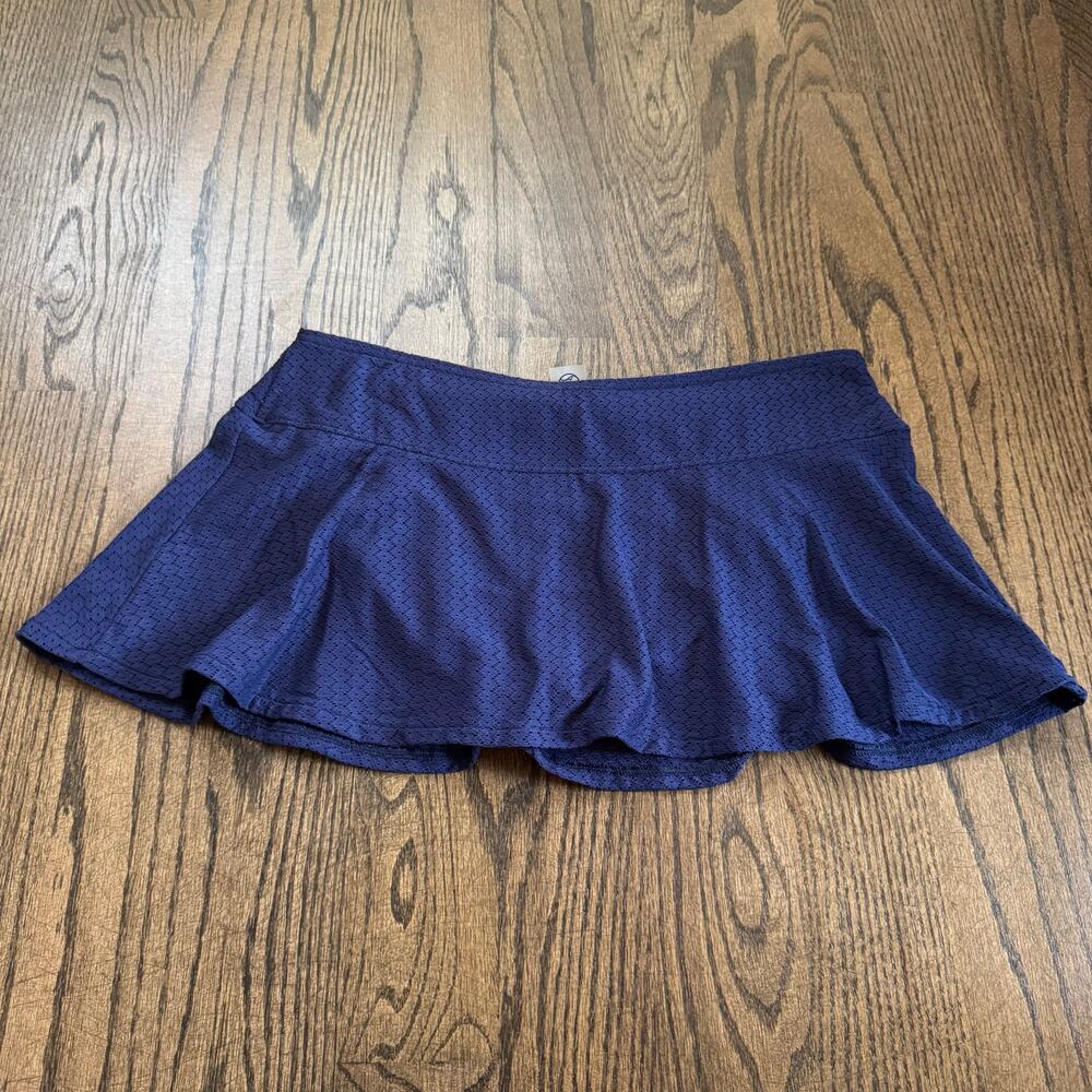 Lands End Womens Navy Blue Eyelet Swim Skirt Attached Brief Suit Bottom Size 10